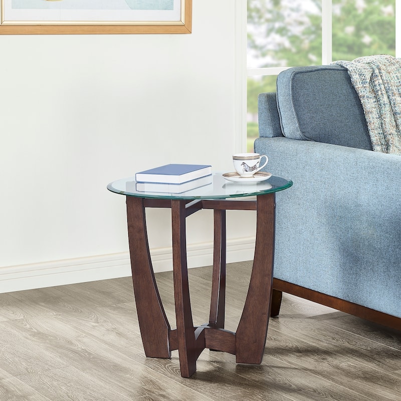 23.5-Inch Round Tempered Glass Coffee Table - Modern Centerpiece for Compact Spaces‌ - 23.5 inch