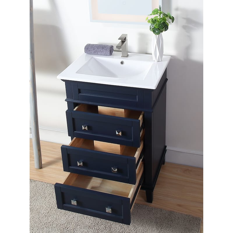 24" Tennant Brand Felix Modern Navy Blue Sink Bathroom Vanity