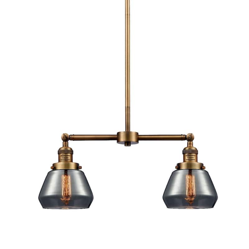 Innovations Lighting Fulton 2 Light 21" Wide Linear Chandelier - Brushed Brass / Plated Smoked