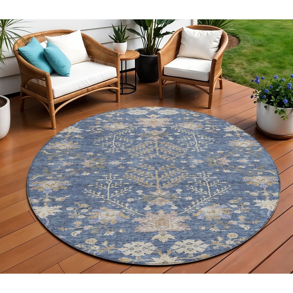 HomeRoots Floral Transitional Rectangle Outdoor Rug