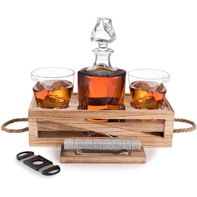 Whiskey Decanter and Cigar Glass Gift Set - Set of 2