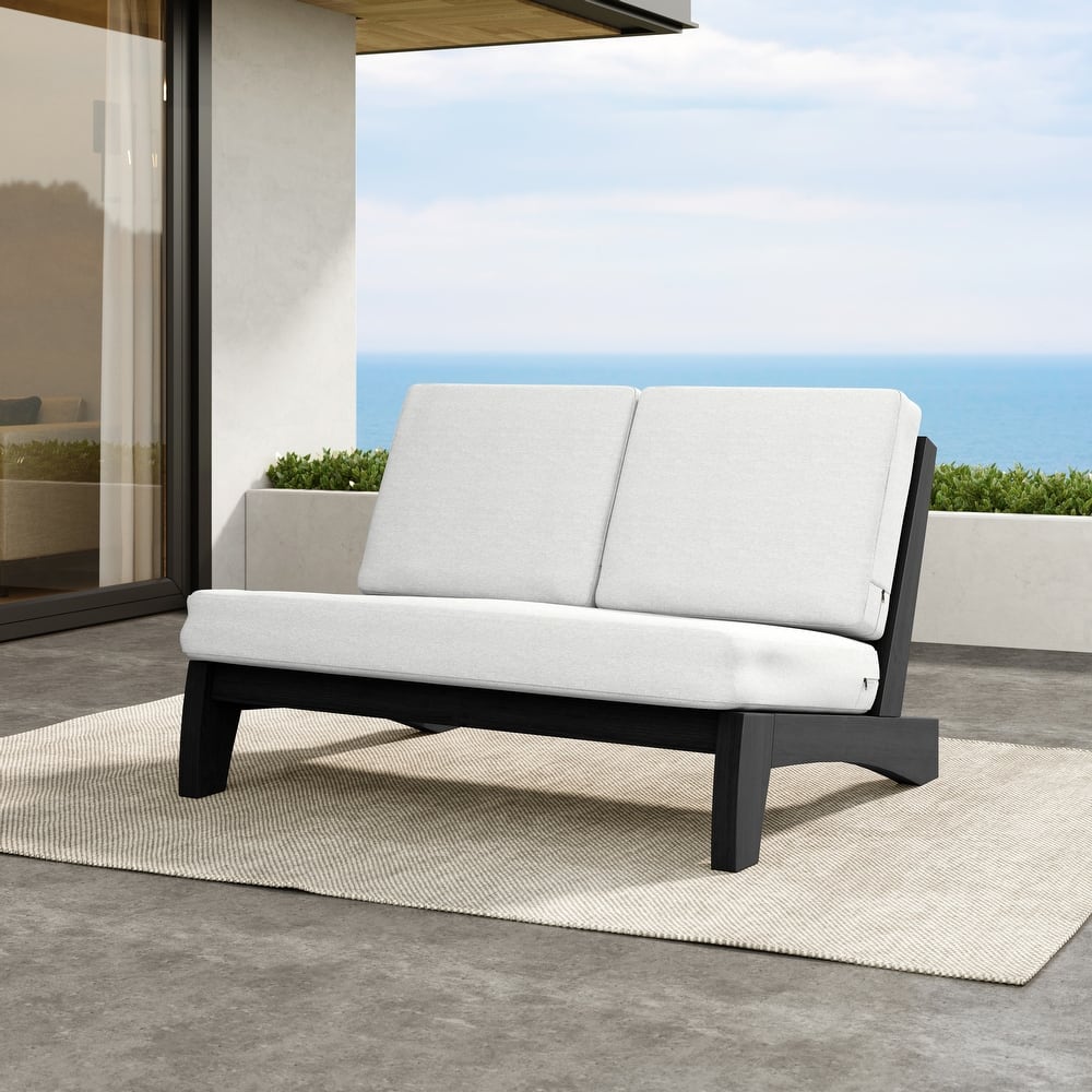 Outdoor Furniture Wood Armless Chair Loveseat Sofa With Cushion