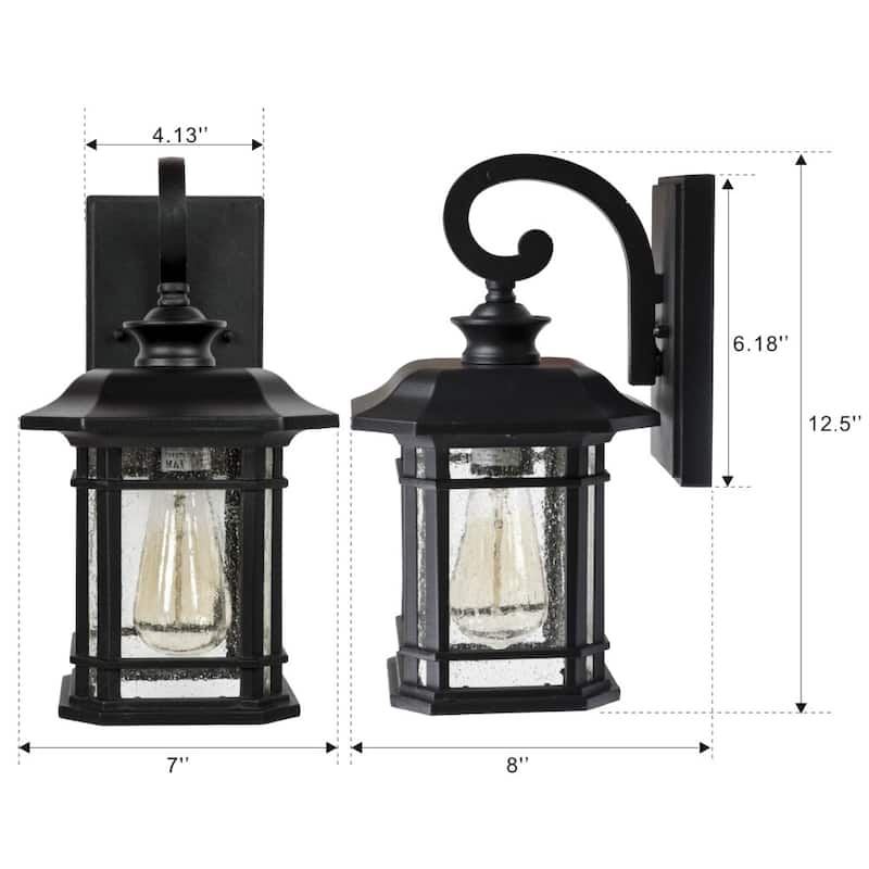 Outdoor Wall Lantern, 1-Light Black/White Outdoor Wall Sconce