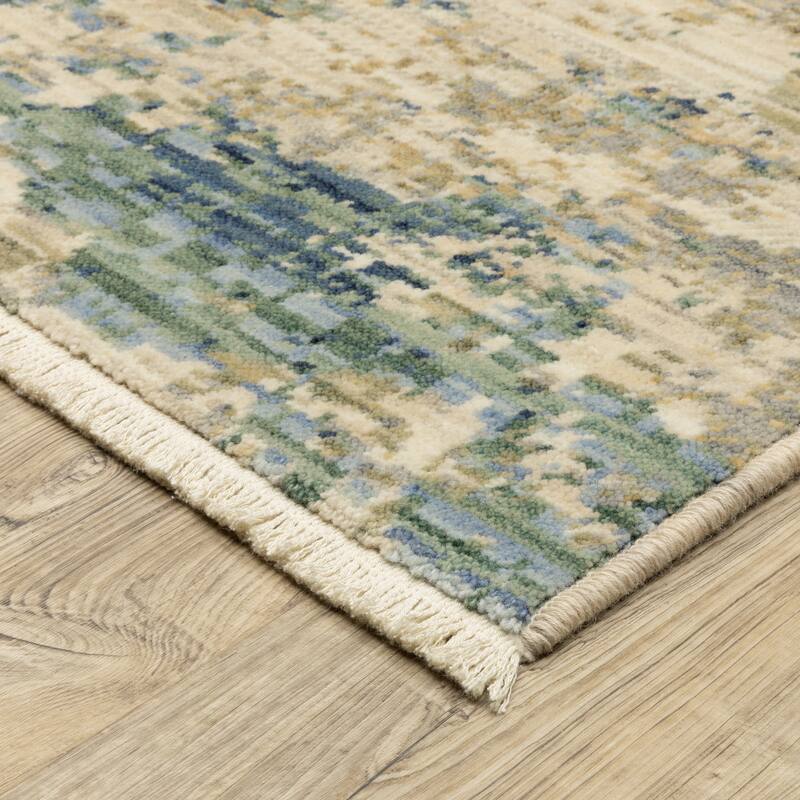 Style Haven Shiloh Abstract Beige/Blue Multi Wool Blend Area Rug