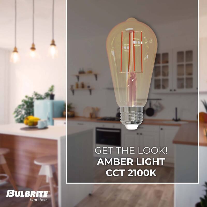 Bulbrite Pack of (2) Dimmable Antique Filament ST18 Medium (E26) LED Bulb