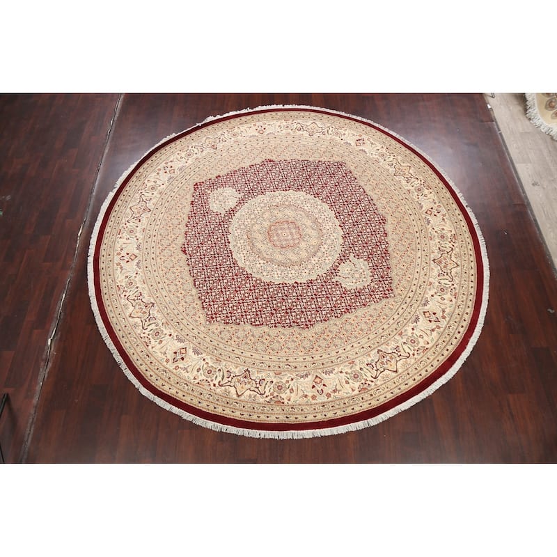 Wool/ Silk Vegetable Dye Oriental Tabriz Mahi Area Rug Handmade Carpet - 10'0" x 10'2" Round