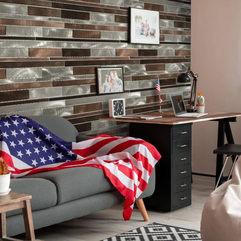 The Tile Life Mason 1x3 Noce Metal Backsplash Wall Tile