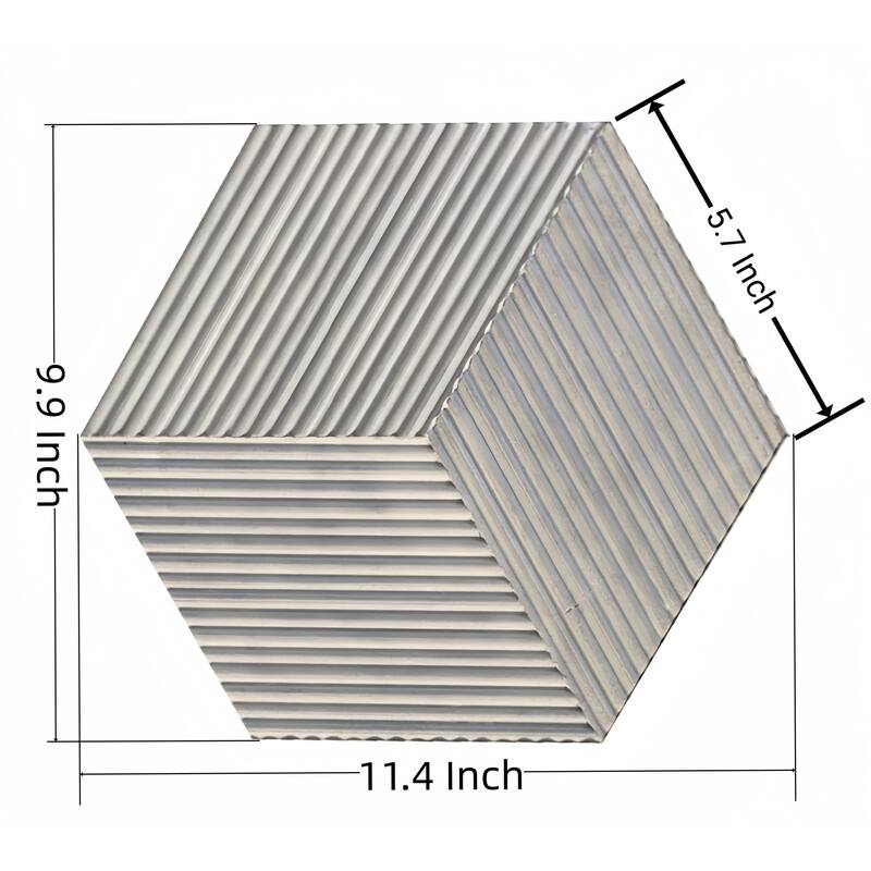 Roomfitters Hexagon Marble Tile for Wall, 3D Fluted OL Textured Natural Stone, Genuine Marble, 12-Piece Box, Carrara Gray