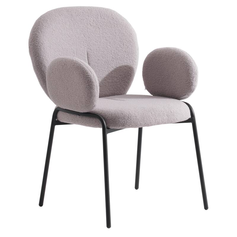 Celestial Boucle Upholstered Iron Dining Chairs Set of 4 by LeisureMod