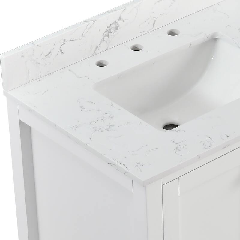 StarrySky 30 inch Undermount Single Sink Bathroom Vanity with Engineered Carrara Marble Top