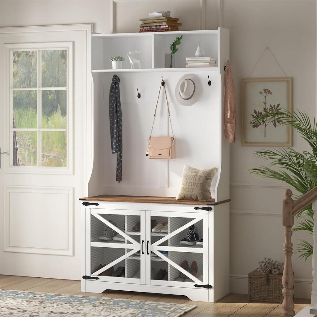 Hall Tree with Bench and Shoe Storage