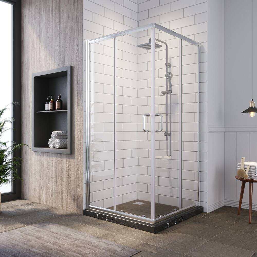 Elegant Corner Entry Enclosure With Sliding Shower Doors 36'' W x 36'' L x 72'' H