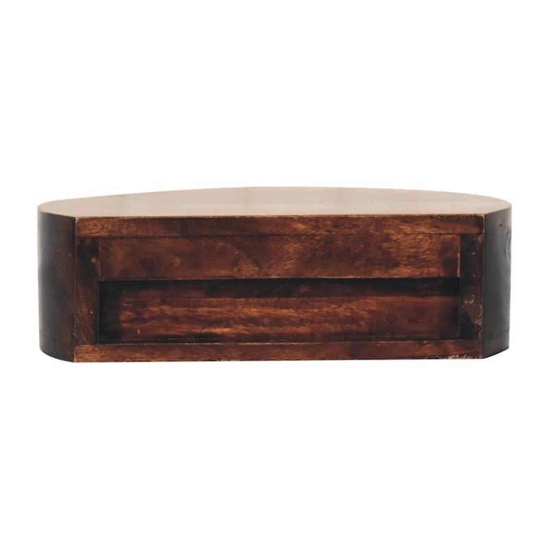 Artisan Furniture Solid Wood California Walnut Wall Mounted Rounded Bedside , Brown,1 drawer