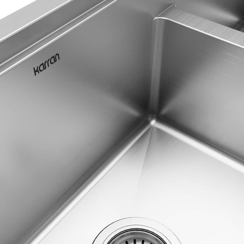 Karran 32" Undermount Double Bowl 60/40 Stainless Steel Workstation Sink