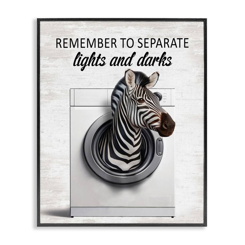 Stupell Separate Lights & Darks Laundry Framed Giclee Art Design By Lettered and Lined - 11 x 14 - Black
