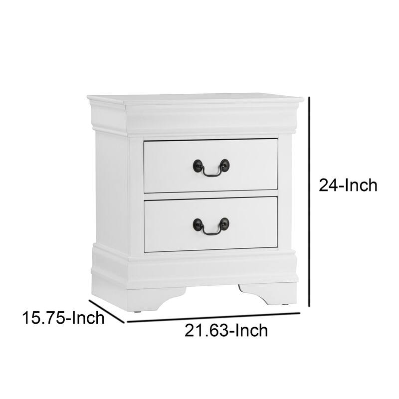 White 2 Drawer 15.75 in. W Nightstand with Sturdy Hardware and Ample Storage