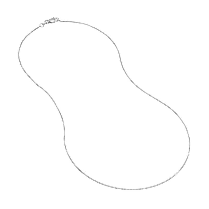 Curata 14k White Gold 0.73mm Box Chain Necklace (Lobster)