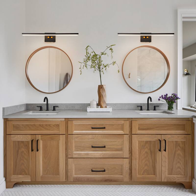 Modern Dimmable LED Wall Sconce Bathroom Vanity Light with 3-CCT Selectable Light - Black