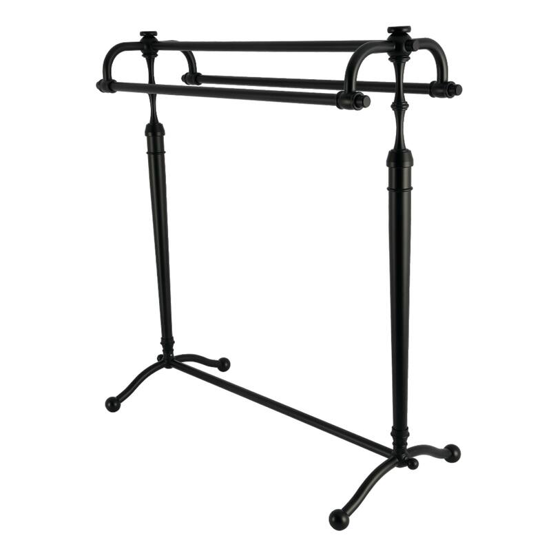 Kingston Brass Warwick 28" Freestanding Pedestal 3-Tier Towel Rack - Matte Black