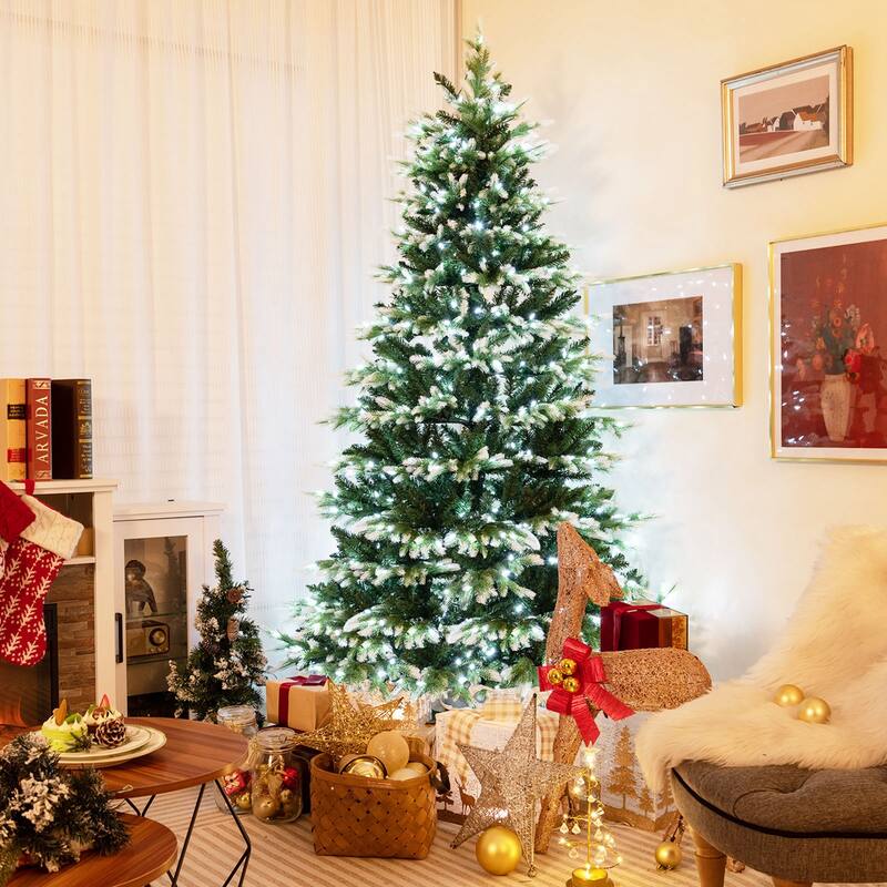 Costway 7 FT Pre-Lit Christmas Tree 3 Modes Hinged with Quick Power - See Details