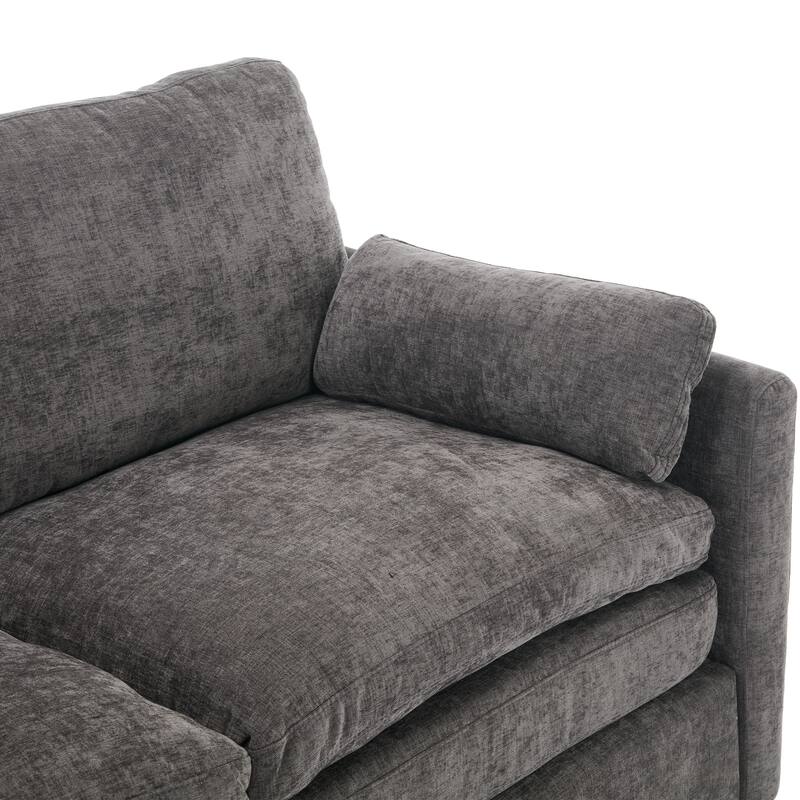 3-Piece Chenille Sofa Set with Oversized Cushions and Lumbar Pillows by Harper&Bright Designs
