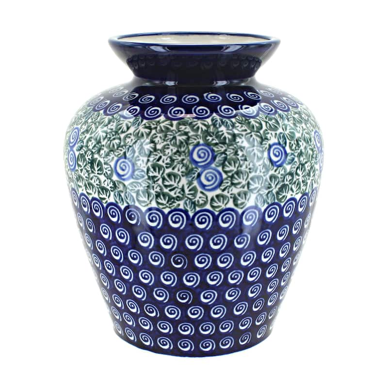 Blue Rose Polish Pottery 790 Zaklady Medium Vase - Seaside Swirl