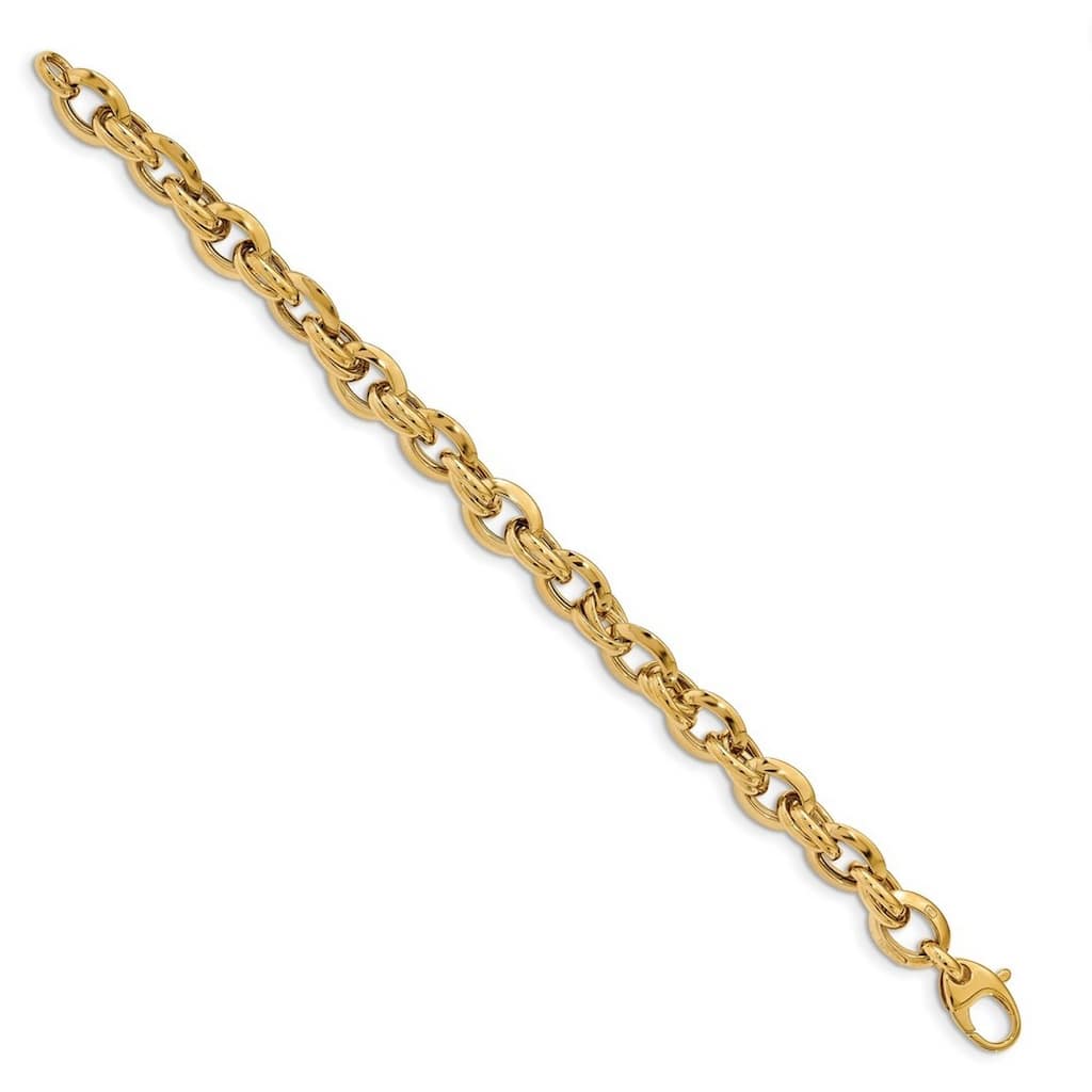 Curata 14k Yellow Gold Polished Fancy Link Bracelet 7.5 Inch