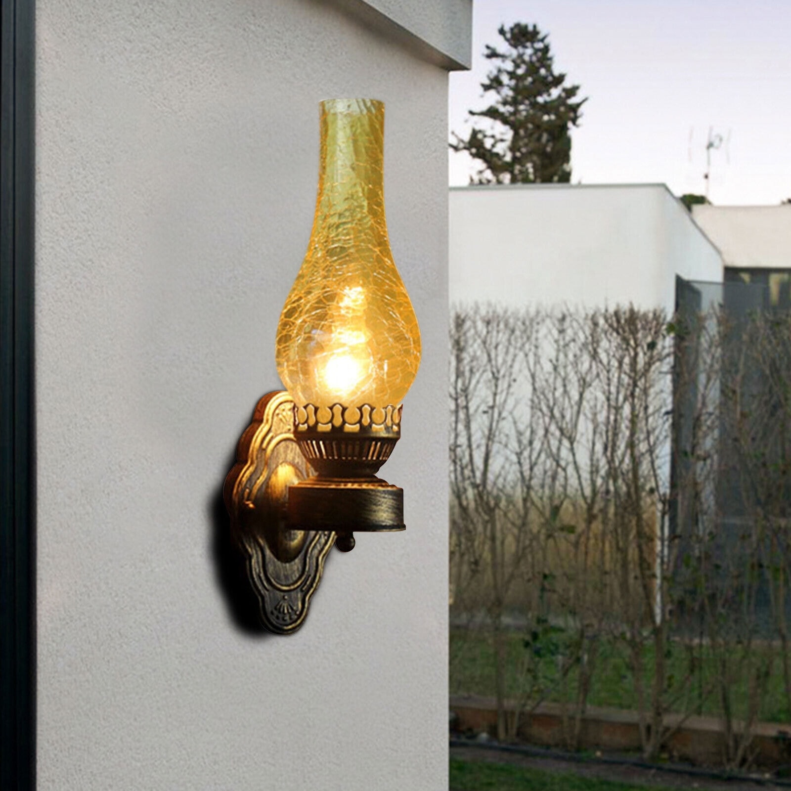 Vintage Iron Glass Wall Lamp Rustic Wall Sconces 4.72 16.53inches