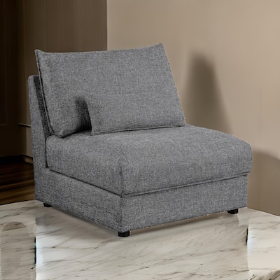 Ash 35 Inch Armless Accent Sofa Chair with Cushions, Modular, Gray Black