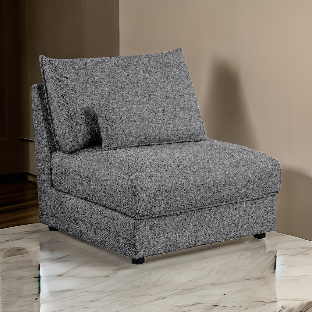 Ash 35 Inch Armless Accent Sofa Chair with Cushions, Modular, Gray Black