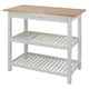 2-shelf Natural Solid Wood Top Kitchen Island - White Base & Natural Maple Top