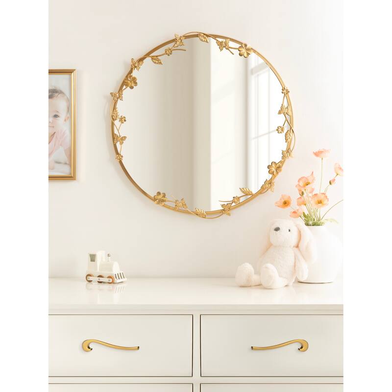 Kate and Laurel Rosella Floral Wall Mirror Metal