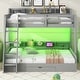 preview thumbnail 19 of 28, Twin over Full Bunk Bed with Shelves, Multi-functional Kids Storage Bed Frame with LED Light, Charging Station and Drawer