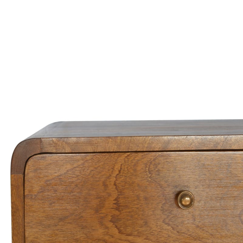 Artisan Furniture Solid Wood Floating Curved Chestnut Nightstand