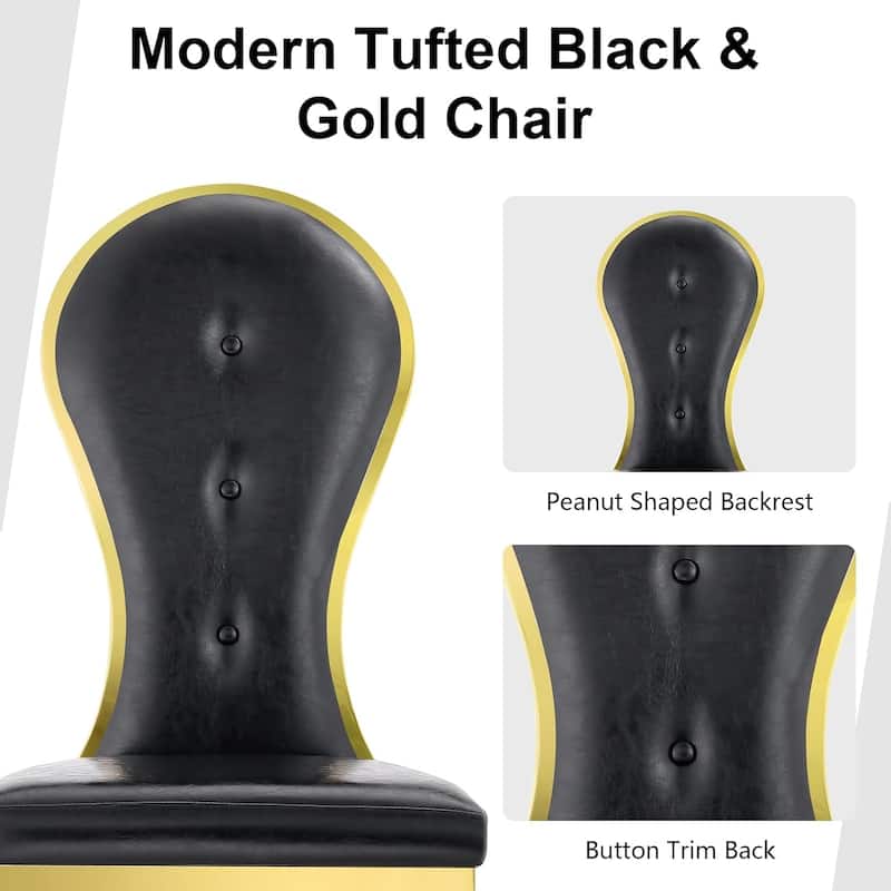 Luxury Faux Leather Dining Room Chairs with Polished Gold Cabriole Legs