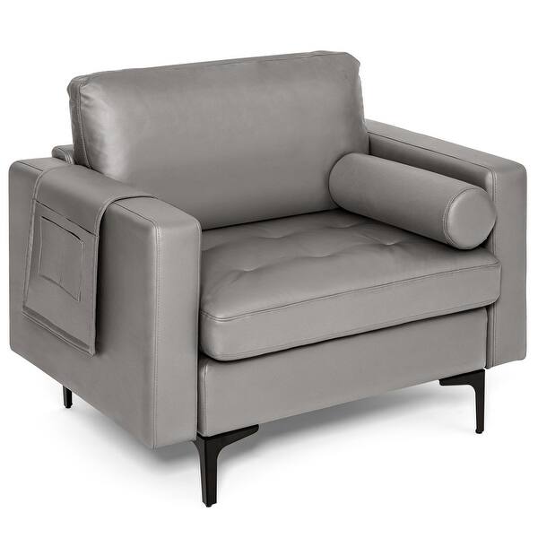 slide 2 of 20, Costway Modern Accent Armchair Single Sofa with Bolster & Side Storage 1PC