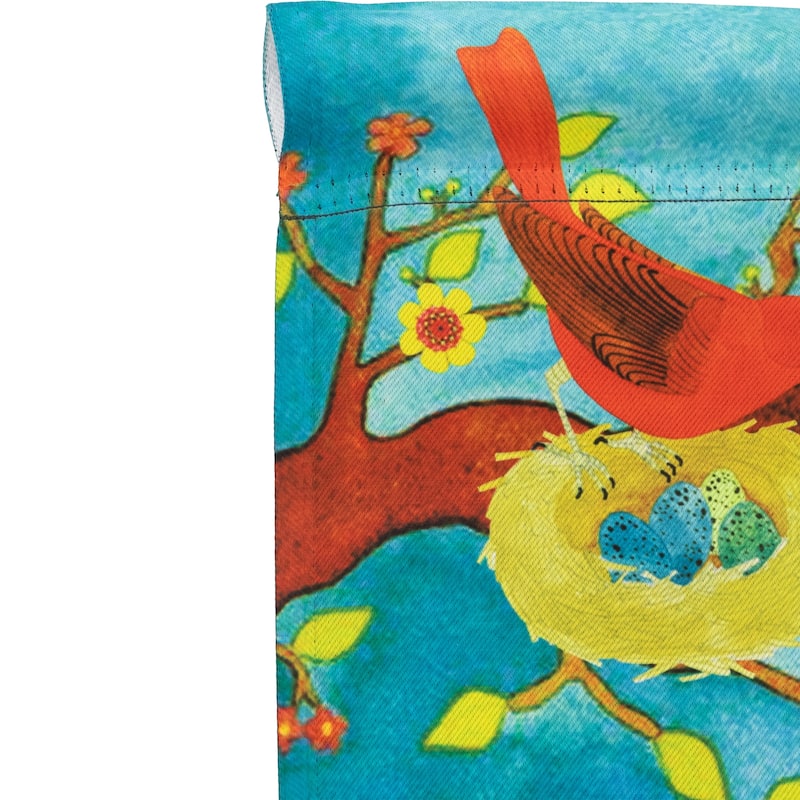 Birds and Flowers "Happy Spring" Outdoor Garden Flag 18" x 12.5"