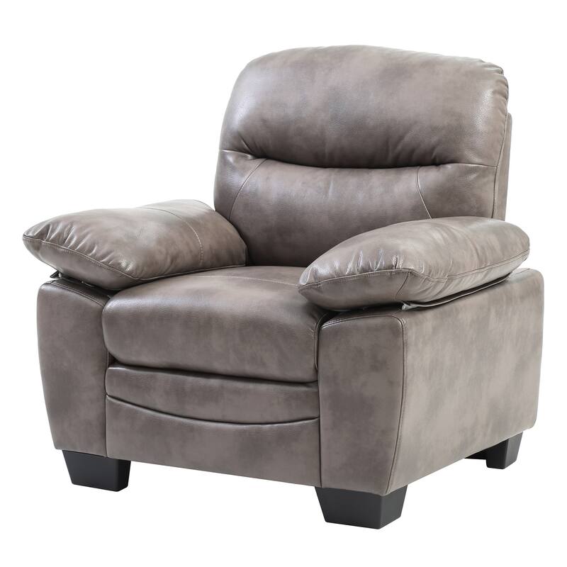Upholstered Faux Leather Accent Chair - 39" - Gray