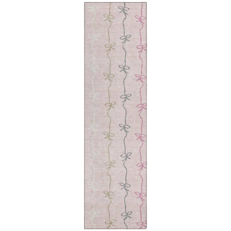 Machine Washable Indoor/ Outdoor Modern Bow Stripe Chantille Rug