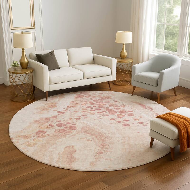Premium Washable Super Soft Abstract Chic Mayfield Rug - Salmon - 8' x 8'