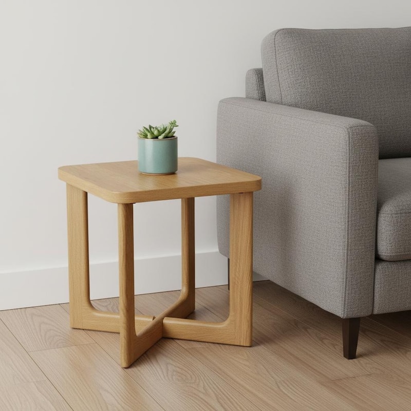 HomeRoots 24" Natural Wood Square Cross Legs End Table - 24.00 in. x 24.00 in. x 24.00 in. - Natural - Wood