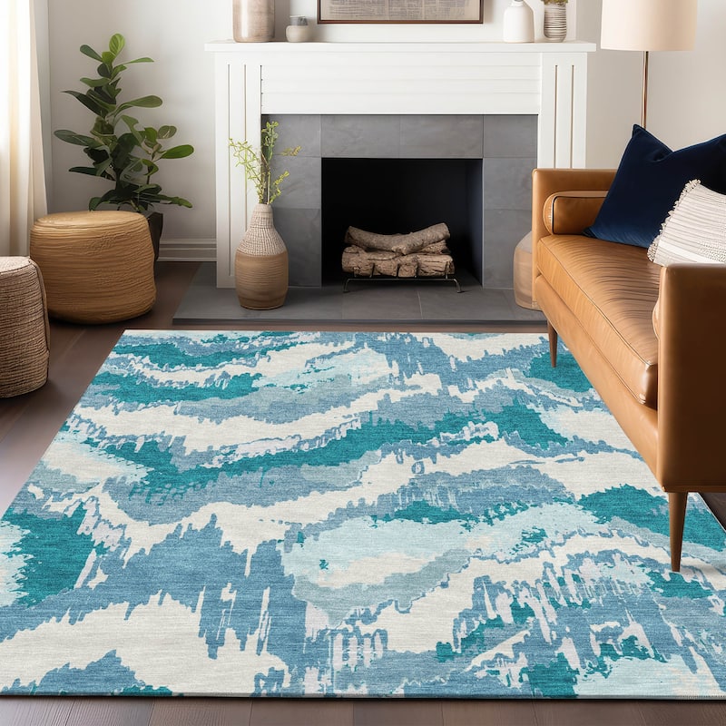 Machine Washable Indoor/ Outdoor Chantille Ombre Abstract Rug