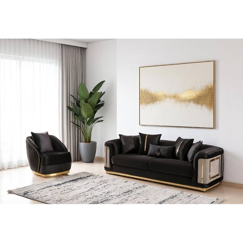 Enis 2-piece Living room Set 1 Sofa & 1 Chair - Black