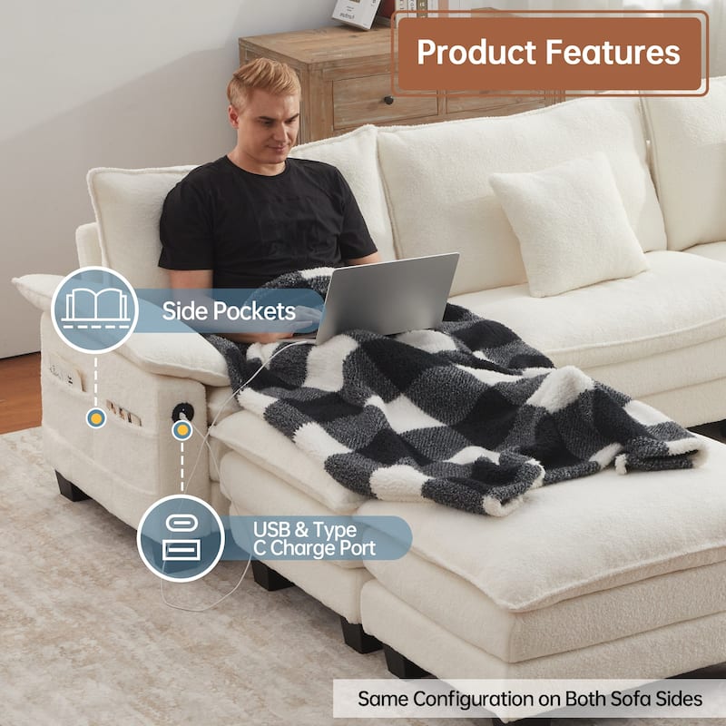 Modular Sectional Sofa Set Convertible Sectional Sleeper Sofa with Chaise for Apartment