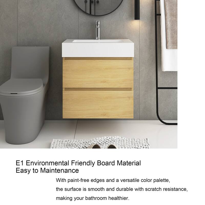 24/30/36 inch WallMounted Bathroom Vanity Set in Oak with Integrated