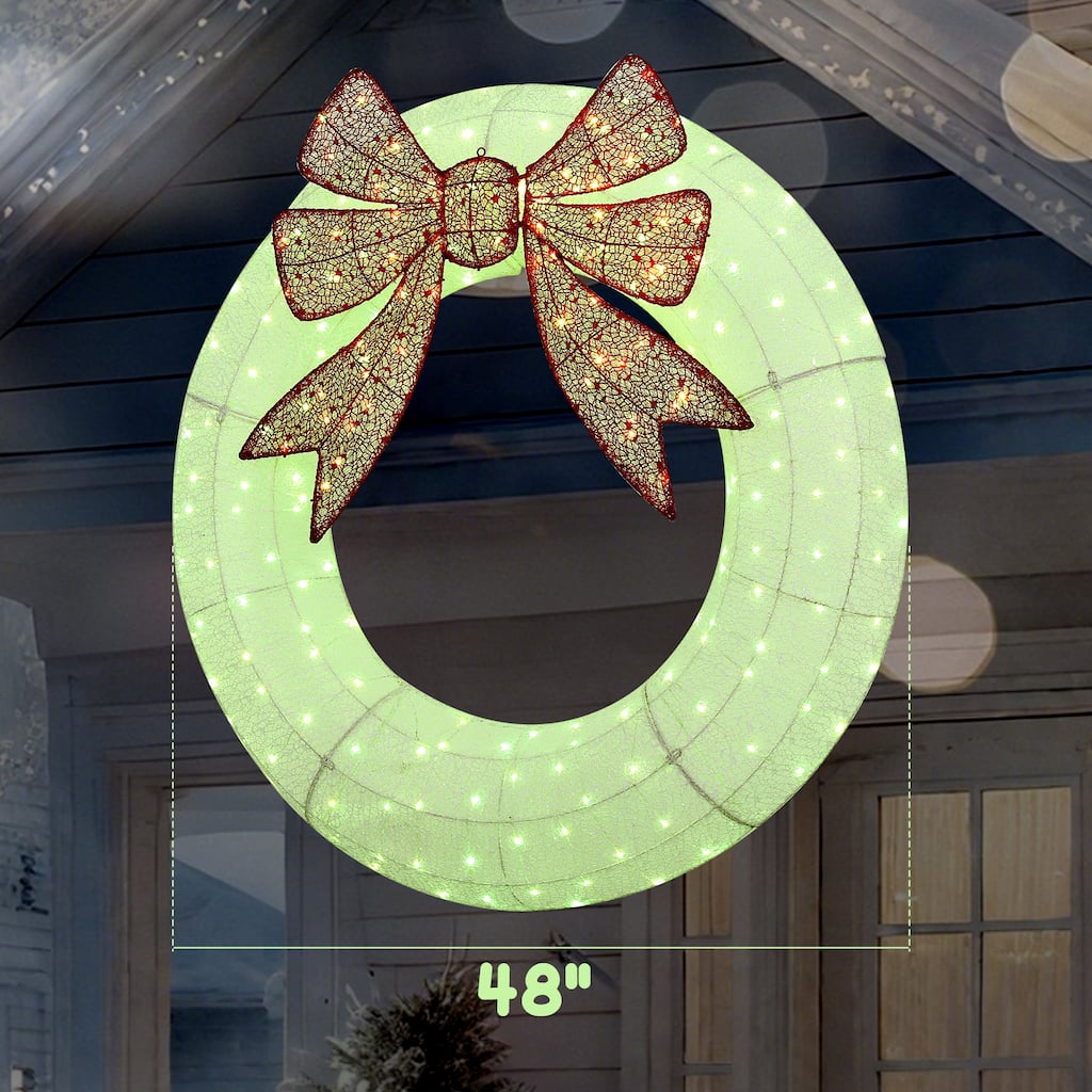 Outsunny 48in Lighted Xmas Wreath: Dual-Color LED, 44 Modes, Timer, Remote, Indoor/Outdoor