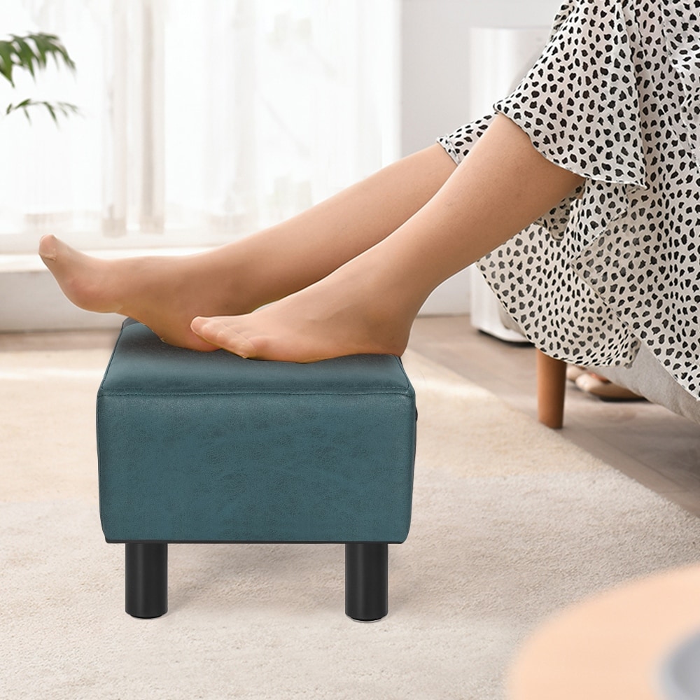 Adeco Footstool Ottoman Faux Leather Foot Rest Stool - On Sale