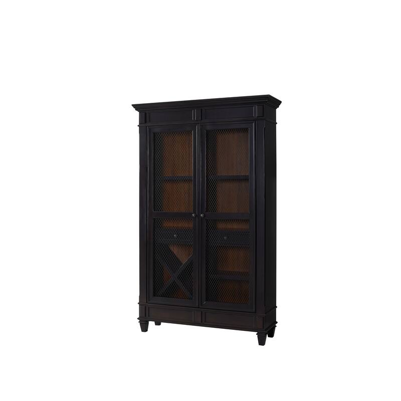 Traditional Wood Kitchen Display Cabinet, Dining Storage, Black