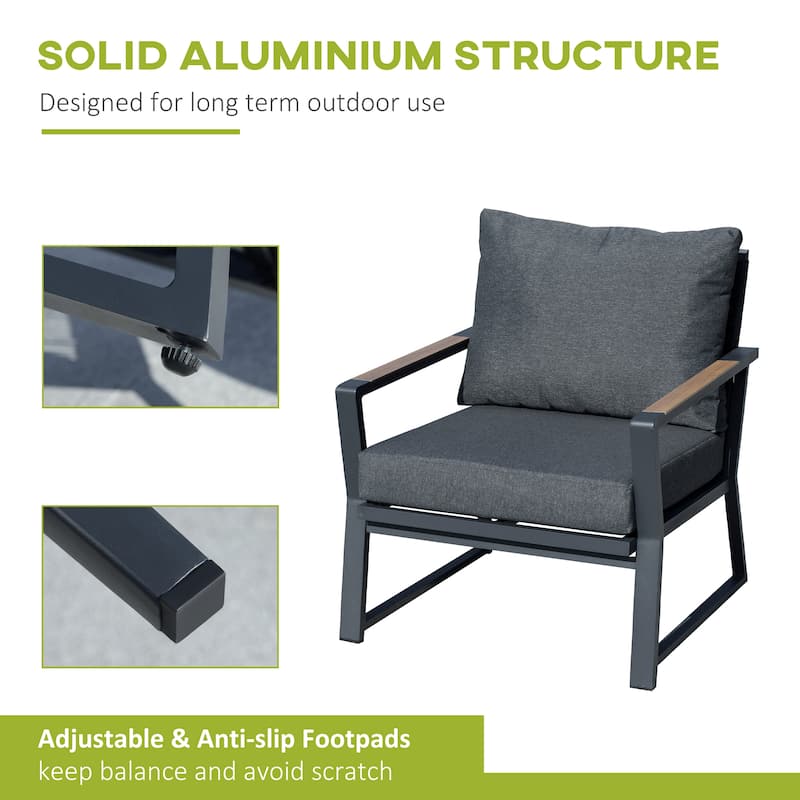 Outsunny 4 Piece Patio Furniture Set, Aluminum Conversation Set, Outdoor Garden Sofa Set