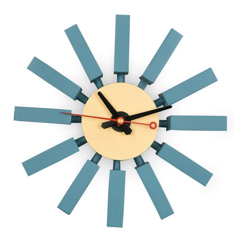 LeisureMod Vdara Modern Design Block Silent Non-Ticking Wall Clock